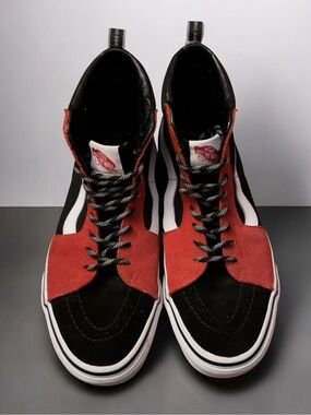 Vans High-Top Skate Sneakers in Red, Black & White